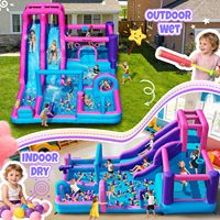 Parc aquatique gonflable avec double toboggan pour fêtes en extérieur et jeux intérieurs, équipement de jeu souple pour enfants, en stock aux États-Unis