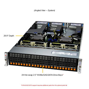 Supermicro Hyper A + เซิร์ฟเวอร์ AS -2125HS-TNR 2U Hyper พร้อม24 hot-swap 2.5 "<span class=keywords><strong>AMD</strong></span> epyc 9004/9005 Series <span class=keywords><strong>Server</strong></span> - Product Image 1