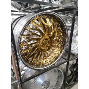 Cerchio in Lega di Alluminio Forgiato Personalizzato ad Alte Prestazioni, 22-28 Pollici, 2 Pezzi, Faccia Dorata, Bordi Cromati, Design Concavo Lucidato per Impala - Product Image 2