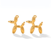 Liontin Anjing Lucu A2838, Bahan Emas Perak Stainless Steel untuk Kalung Perhiasan DIY