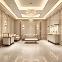 Vitrine de présentation de bijoux haut de gamme en or blanc champagne pour boutique de détail