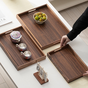 Japanese Style Rectangular Walnut Wood <b>Tray</b> Large Solid Wood <b>Tea</b> <b>Tray</b> For Home Snacks Tableware And <b>Tea</b> Saucers - Product Image 2