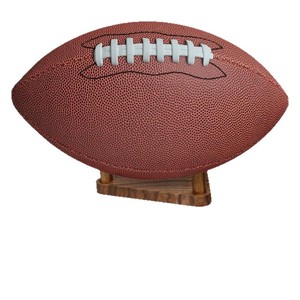 Football Display <b>Stand</b> Walnut Wood Color 12x12x4.7cm For Sports Ball Showcase - Product Image 1