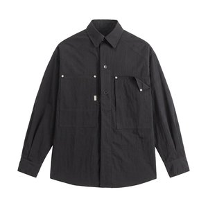 Herenshirt, tactisch, functioneel, lange mouwen, knoopsluiting, effen, casual, grote maten, oversized, relaxed fit, 6XL 7XL, lente, 100% katoen - Product Image 5