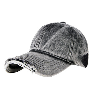 Washed Denim Baseball Cap Men's Duckbill Sun Protection <b>Hat</b> Foldable Solid Color Casual Outdoor Wear - Product Image 1
