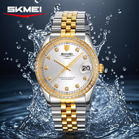 Reloj de Cuarzo para Pareja Skmei Q2538/Q2539 Plateado, Correa de Acero Inoxidable, Estilo Diario, Moda, Cristal, Resistente al Agua 3ATM, Venta al Por Mayor