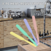 4 Pcs Set Spatula Silikon Tahan Panas, Food Grade, Gagang Panjang, untuk Mengikis, Membuat Kue, Selai, Mentega, dan Mencampur