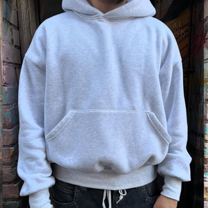 Hochwertiger Uni 520 g/m² Stringloser Kastenförmiger Kurzgeschnittener Schwarzer Hoodie für Herren, Personalisierbar, Unbedruckt, Aus Schwerer Baumwolle, Oversized, Gewaschen - Product Image 3