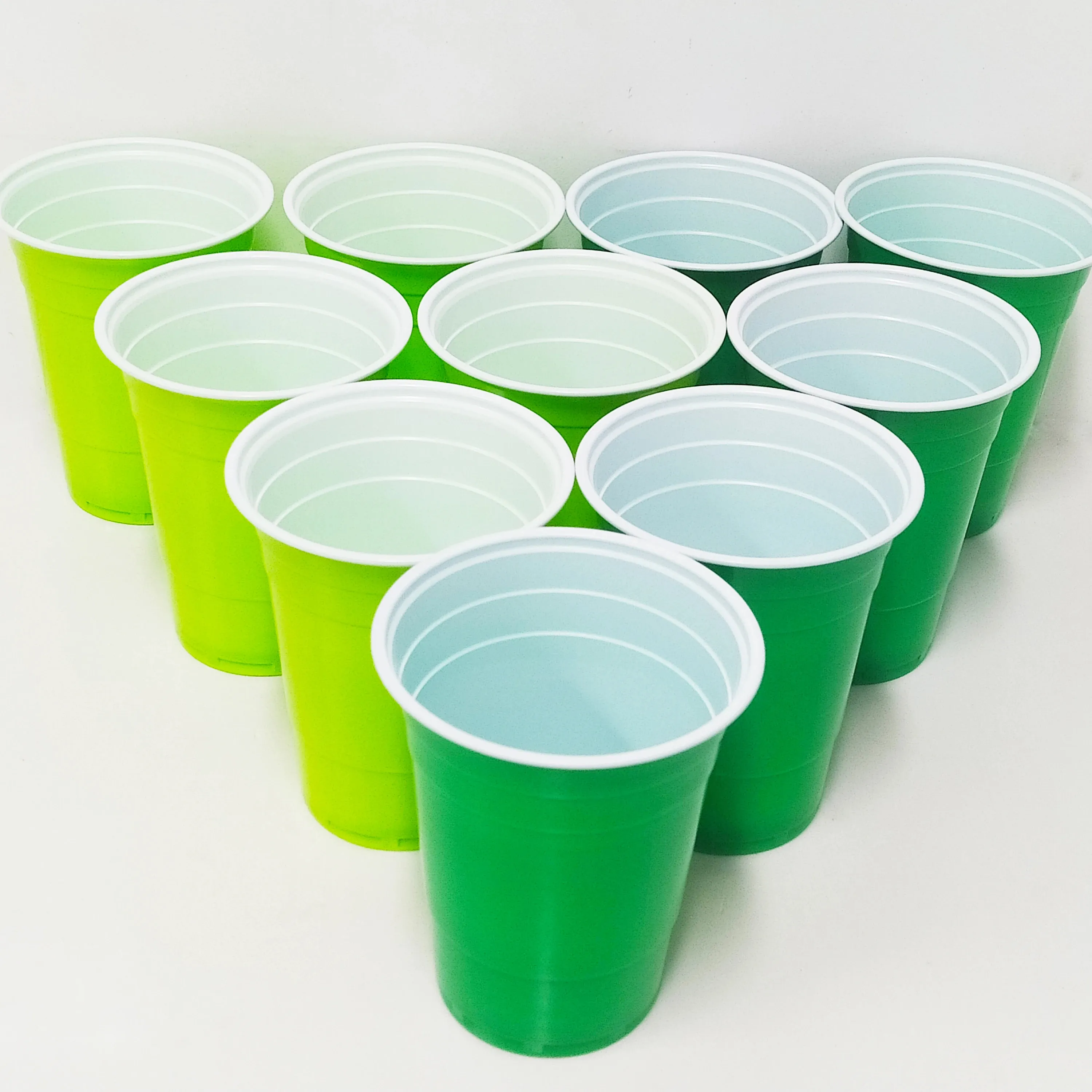 ปาร์ตี้ดื่มพลาสติกสีเขียว PS ถ้วยถ้วยเบียร์ปองแบบใช้แล้วทิ้ง