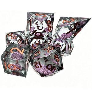 Wholesale Handmade Purple Glitter Resin <b>Dice</b> <b>Set</b> Sharp Edge Polyhedral D20 <b>Dice</b> for Dungeons and Dragons - Product Image 2