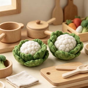Juego de Comida de Juguete de Coliflor de Fieltro de Lana Hecho a Mano, Inspirado en la Verdura, para Jugar a Cocinar, Regalo Educativo para Niños y Niñas de 3 a 6 Años - Product Image 4