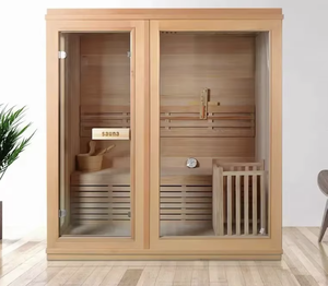 Sauna sec intérieur traditionnel finlandais au design moderne, poêle 6 kW, bois massif de pruche, fenêtres à traverse, vapeur personnelle - Product Image 1