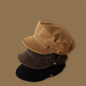 Winter Unisex <b>Beret</b> Hat Custom Faux Fur Suede Casual Travel Hat with Custom Logo - Product Image 5