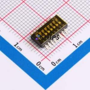 1.27-8P TPPT DIP Switch SMD Switch Flat Toggle, Groove Type Single Pole Single Throw 8 Gull Wing Type - Product Image 1