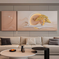 [Nouveau] Peinture décorative pour salon, toile murale moderne, simple, élégante, haut de gamme, thème nature, double toile