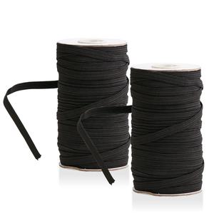 Stok pabrik grosir murah pita elastis kepang rajutan datar hitam putih 3mm 6mm 8mm 10mm bahan lateks elastis untuk garmen - Product Image 1