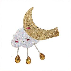 Barrettes pour cheveux d'enfants en feutre fait main en gros, forme de papillon lunaire scintillant, personnalisées - Product Image 2