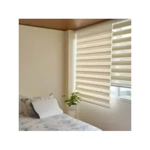 Legno naturale Duo Woodline 100x140 rotolamento elettrico Persiana Marais alta tenda verticale per ufficio Hotel incorporato Blackout - Product Image 2