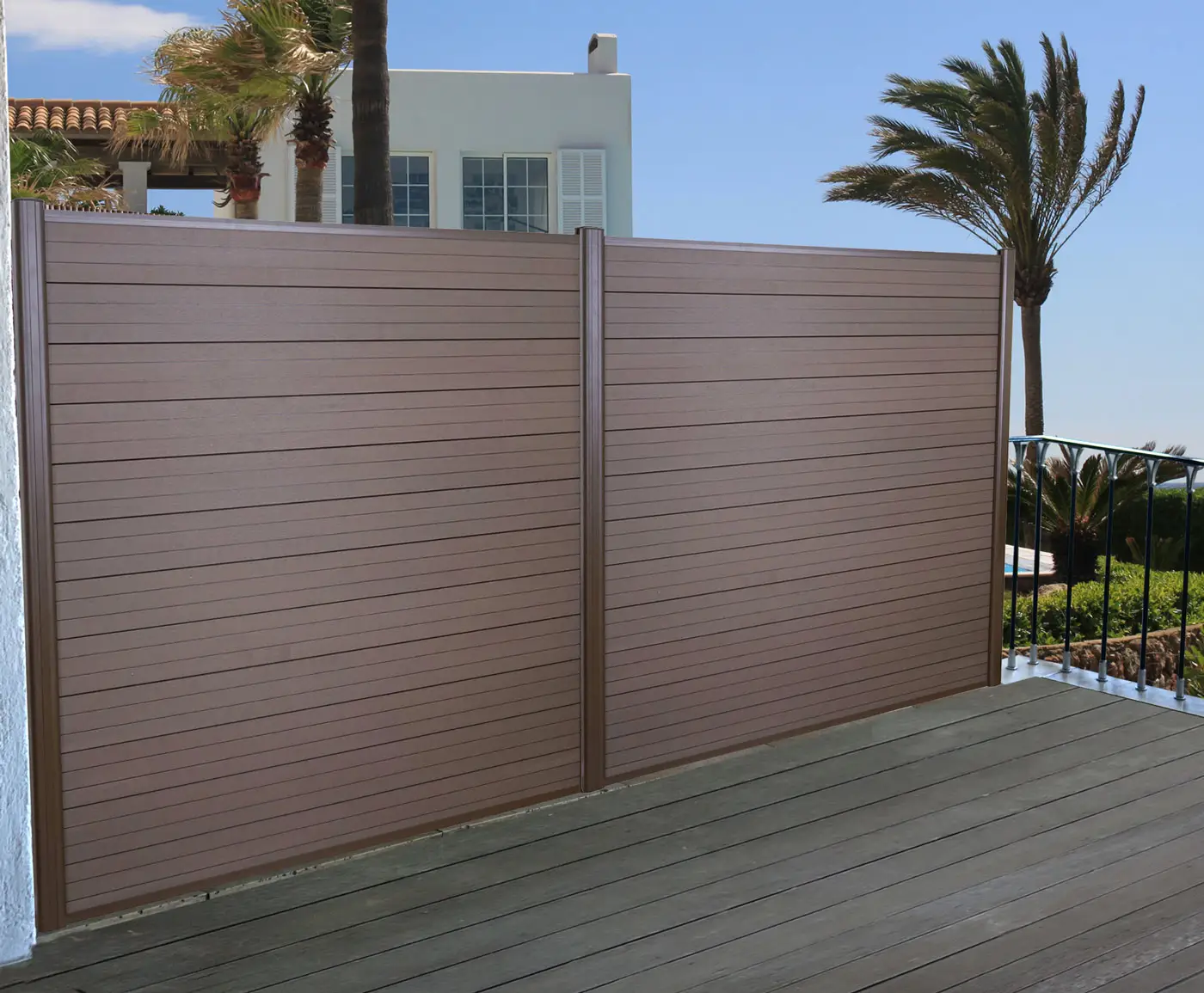 Valla de aluminio privada para jardín, panel de pared de privacidad, plástico y madera, zaun alu, wpc, 180x180mm, fácil de instalar