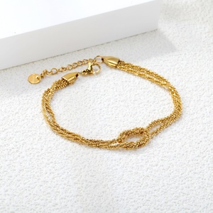 Pulsera de Cadena con Nudos de Acero Inoxidable Chapada en Oro de 18K, Brillante, Minimalista, Clásica, Joyería de Moda, Venta al Por Mayor - Product Image 4