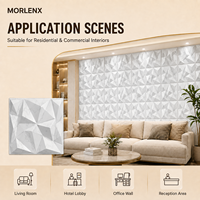 Panneau mural en PVC 3D MORLENX Crystal Facet, aspect marbre blanc, géométrique, décoratif, pour galerie, bureau, hall