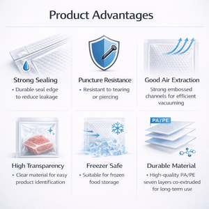 Sac sous vide à <span class=keywords><strong>grain</strong></span> gaufré à 7 couches |   Résistant à l'oxydation et aux perforations |   Qualité alimentaire sans BPA |   Lave-vaisselle compatible - Product Image 3