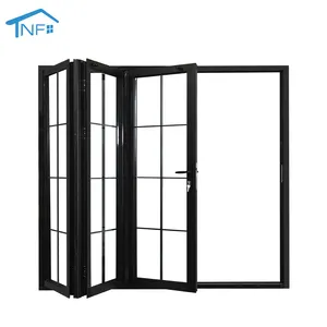 Economical folding glass curtain style balcony partitions doors custom folding door