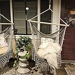 Fauteuil suspendu Danlong en corde de coton mélangé fait main, grande balançoire hamac extensible, élégant macramé pour jardin extérieur
