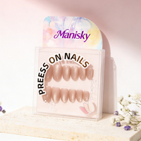 Nouvelles Faux Ongles Roses Nude Brillants en ABS, Couverture Complète, Pré-décorés, à Presser, Forme Amande Moyenne, Faciles à Poser