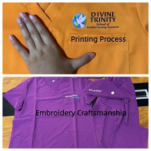 Conjuntos de Uniformes Médicos Personalizados con Cuello Redondo para Enfermeras y Dentistas, de Spandex, Tejido Elástico, Unisex, para Uso Hospitalario, Moda Médica, Venta al por Mayor, con Logotipo - Product Image 6