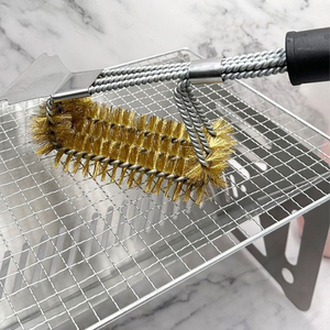 Brass Grill Brush 3-in-1 BBQ Grill Brush with Stainless Steel Scraper for Outdoor <b>Gas</b> Charcoal Grill - Product Image 5