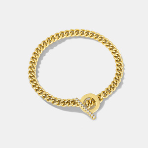 Pulsera de Cadena Brasileña OT Clasp CZ para Parejas, de Latón con Baño de Oro de 18K, Joyería a Juego, Regalo, Accesorio de Moda de Tendencia - Product Image 4
