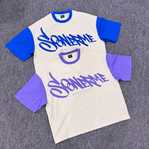 Top Quality <strong>Designer</strong> Color Patchwork Ringer T-Shirt Cotton <strong>Graphic</strong> Tshirt with Digital <strong>Printing</strong> - Product Image 1