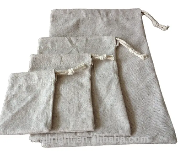Sacchetto regalo con coulisse in lino di cotone con stampa personalizzata sacchetti per imballaggio di gioielli con Logo personalizzato borse eleganti per bomboniere bianche