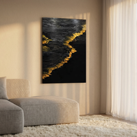 Peinture à l'huile sur toile JIANZHI Noir et Or, tons sombres, texture épaisse, art mural, paysage moderne, fait main, cadre 3D, décoration intérieure