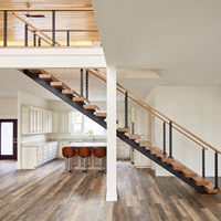 Escalier suspendu flottant certifié sécurité, avec support dissimulé renforcé, taille personnalisée, pour villa, escalier intérieur
