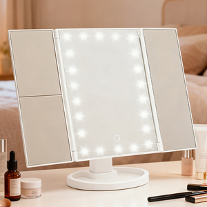 Dimmable LED Foldable Vanity <b>Mirror</b> Makeup Cosmetic <b>Mirror</b> USB Rechargeable Portable - Product Image 1
