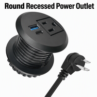 Prise de courant encastrée ronde de 2 pouces pour table, avec charge rapide USB-C PD 20W, pour armoire et bureau