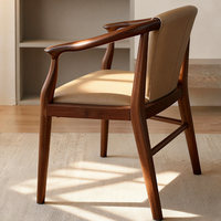 Chaise de salle à manger MULIGNA moderne en bois de caoutchouc avec revêtement en cuir véritable, écologique, pour la maison, le bureau et le bar.