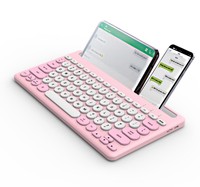 JSgaming Ultra İnce 78 Tuşlu Çift Modlu Şarj Edilebilir Kablosuz Bluetooth Klavye Taşınabilir USB Tablet/Akıllı Telefon Tutucu