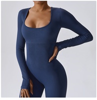 2023 nouveau personnalisé printemps Sexy entraînement sport Gym Fitness une pièce Spandex Yoga costume body combinaison sans couture moulante pour les femmes