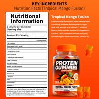 Gummies de protéines de lactosérum 17g saveur fruits tropicaux, vente en gros pour supplément protéiné quotidien