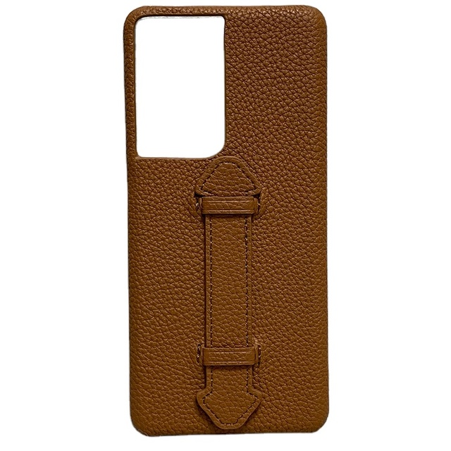 New Style Genuine Togo Leather Mobile Phone Case Cover for Samsung S21 Ultra With Strap