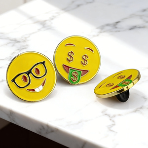 Pin Factory-chapa de Metal con cara sonriente, esmalte suave y duro, insignias personalizadas - Product Image 1