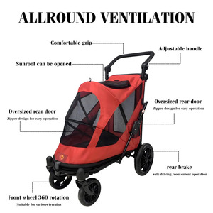 Poussette pliable robuste <span class=keywords><strong>pour</strong></span> animaux de compagnie JXB, 4 roues, chariot respirant <span class=keywords><strong>pour</strong></span> chiens de taille moyenne et grande - Product Image 2