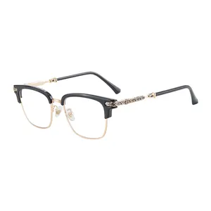 Clear Women Sale Black Silver Gold OEM Eyewear Hot Square Half Rim Frame Reading Glasses Men