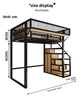 Lit double moderne et simple en fer avec étagère de rangement intégrée, lit combiné multifonctionnel pour gîte, hôtel, mobilier de maison