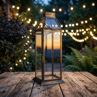 Lampu Lilin Hias Buatan Tangan Desain Artisan, Kaca dan Kuningan, Warna Coklat, Model L336 untuk Dekorasi Rumah