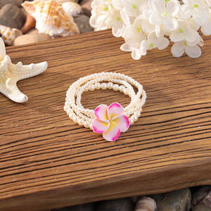 Pulsera <span class=keywords><strong>de</strong></span> Cuentas <span class=keywords><strong>de</strong></span> Cristal Estilo Bohemio para Vacaciones, Pulsera <span class=keywords><strong>de</strong></span> Cuentas Apilables con <span class=keywords><strong>Plumeria</strong></span> <span class=keywords><strong>de</strong></span> Arcilla, Estilo Ins para Mujer, Suministro Transfronterizo - Product Image 4
