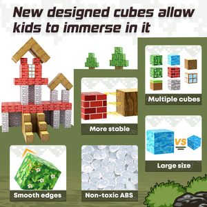 Mi Mundo Magnético, Bloques de Construcción Magnéticos de Plástico, Bosque Primitivo, Mini Bloques de 2x2x2cm, Kits de Juguetes YSJ - Product Image 6